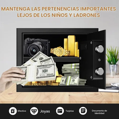 Vista 7 de Caja de seguridad de 1.2 pies cúbicos ignífuga e impermeable para el hogar, cajas de seguridad a prueba de fuego con teclado digital, llaves