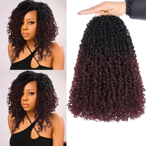 Vista 9 de Unionbeauty - Paquete de 8 trenzas de ganchillo Yanky Twist de 6 pulgadas, 8 paquetes, color negro natural, micro Passion Twist, extensiones