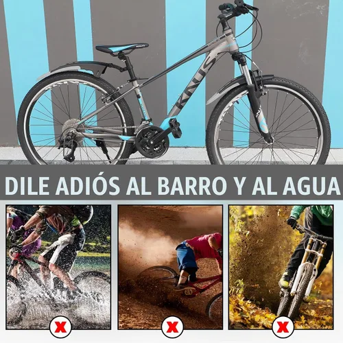 Vista 4 de Juego de guardabarros delantero y trasero, 2 piezas, cubierta completa universal gruesa para bicicleta, ajustable, guardabarros, guardabarros Negro