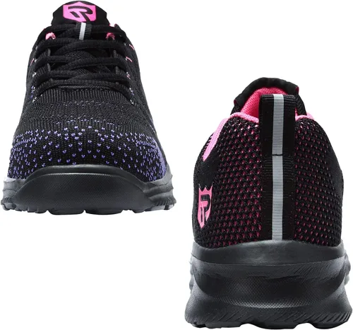 Vista 3 de LARNMERN - Zapatos con punta de acero para hombres y mujeres, ligeros, a prueba de pinchazos y transpirables, tenis