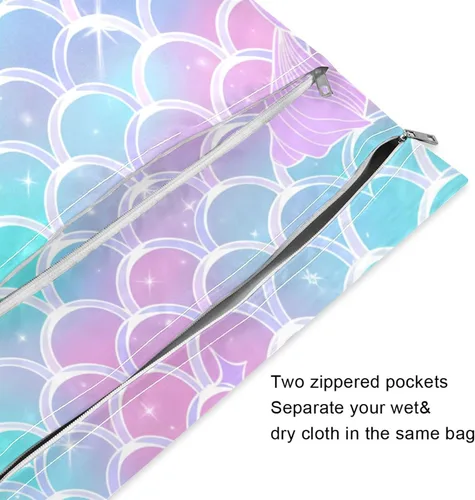 Vista 4 de Blueangle Funny Fishes - Bolsa para pañales de tela, traje de baño y viajes, bolsas húmedas resistentes al agua, perfectas para ropa húmeda