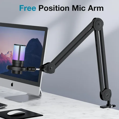 Vista 7 de InnoGear Soporte de micrófono con brazo de brazo, carga máxima de 4.4 libras, soporte de brazo de micrófono de escritorio para Blue Yeti HyperX