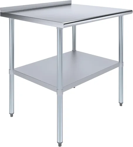 Vista 13 de AmGood Mesa de trabajo de acero inoxidable de 24 pulgadas x 12 pulgadas con protector contra salpicaduras de 1.5 pulgadas Mesa de preparación