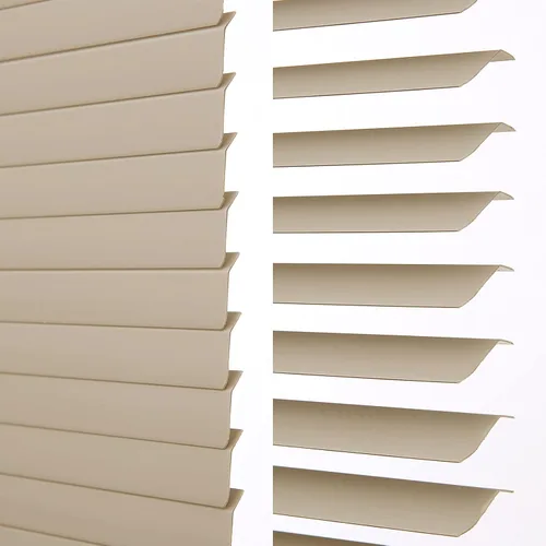 Vista 2 de MYshade Persianas horizontales de vinilo personalizadas en forma de T para ventanas, mini persianas fáciles de instalar, beige