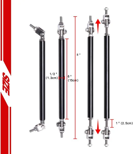 Vista 4 de 2 PCS Varillas Divisorias Ajustables, Varillas de Soporte del Labio Delantero de 8"-11" Barras de Soporte de Amarre Universal para Divisor de Negro