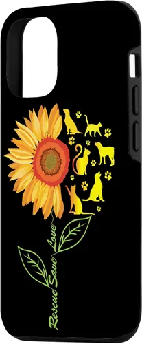 Vista 2 de iPhone 14 RESCUE SAVE LOVE - Funda de pata de girasol para gatos y perros