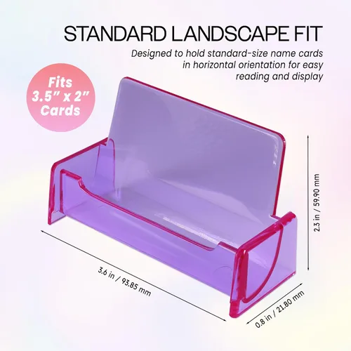 Vista 2 de Beauticom® Soporte de plástico transparente para tarjetas de visita para encimera de escritorio (púrpura transparente, 3 piezas)