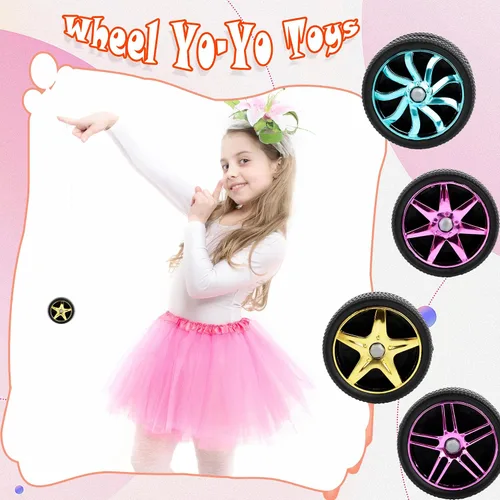 Vista 5 de 40 piezas de juguetes Yoyos de plástico con ruedas en varios colores para principiantes, adultos, adolescentes, cumpleaños, carreras, fiestas