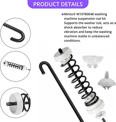 Vista 3 de W10780048 Kit de varilla de suspensión para Roper RTW4640YQ0 RTW4640YQ1 RTW4740YQ0, Whirlpool 1CWTW4740YQ0 1CWTW4740YQ1 1CWTW4740YQ2 1CWTW4800YQ2 Q1