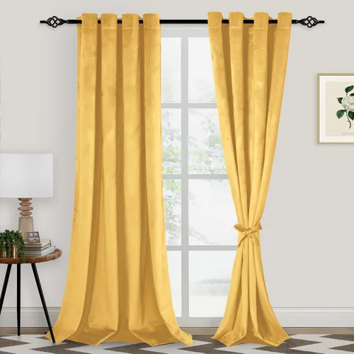 Vista 32 de XWZO Cortinas de terciopelo azul de 63 pulgadas de largo, elegantes cortinas de lujo suaves para sala de estar, aislamiento térmico, oscurecimiento