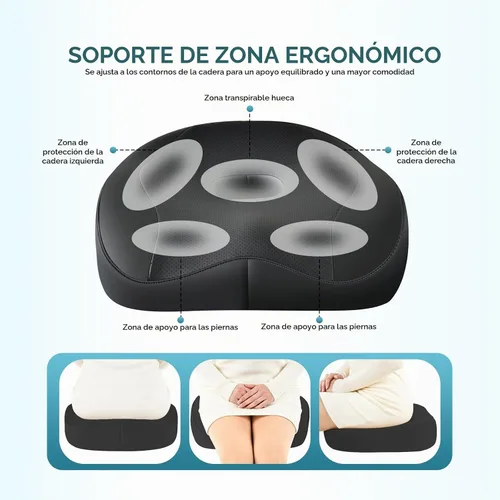 Vista 4 de Coverado Cojín para asiento de automóvil y almohada de apoyo lumbar, almohada ergonómica integrada de espuma viscoelástica para el cuello, cojín