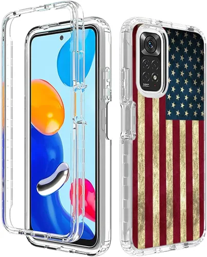 Vista 6 de Funda para Redmi Note 11 (4G)/Redmi Note 11S con protector de pantalla de vidrio templado, cuerpo completo, lindo diseño floral, a prueba de golpes
