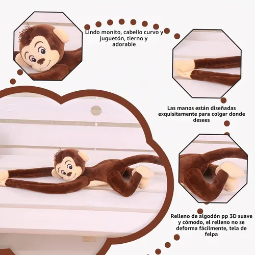 Vista 3 de Mono de peluche colgante de 35.4 pulgadas con brazo largo