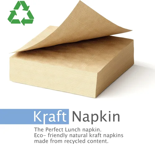 Vista 4 de Paquete de 1000 servilletas de papel kraft natural compostables color marrón – Servilletas pequeñas de 9 x 9 pulgadas para barra y cóctel sin