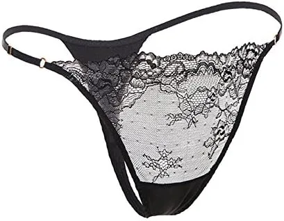 Vista 3 de SilRiver Bragas de satén de seda para mujer, tanga sexy con encaje en T