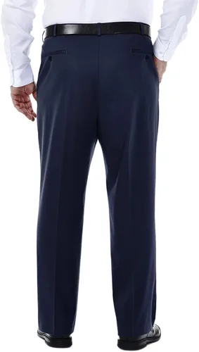 Vista 3 de Haggar - Pantalón caqui para hombre, diseño de ajuste clásico con frente plano, no se plancha (tallas regulares, grandes y altas)