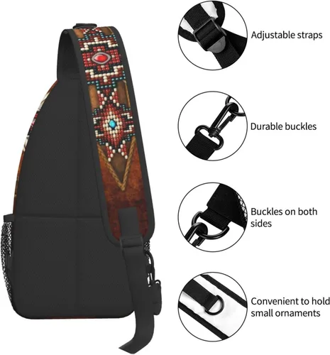 Vista 5 de ASYG Linda bolsa de hombro nativa americana cruzada en el pecho, mochila casual americana india para mujeres y hombres, Native American-a08