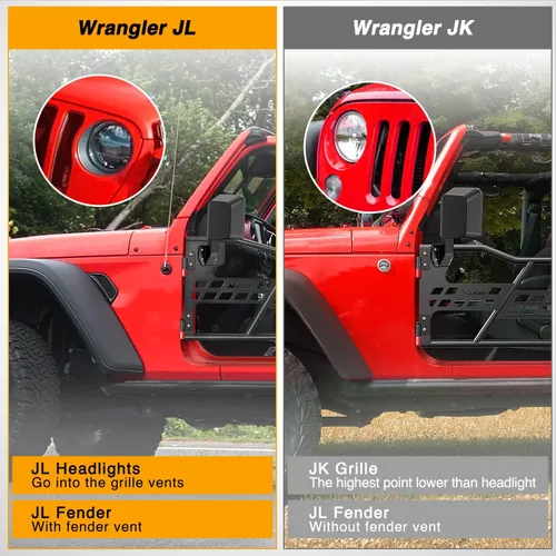 Vista 8 de Nilight Puertas tubulares delanteras todo terreno con espejos laterales Compatibles con 2018 2019 2020 2021 2022 2023 2024 2025 Wrangler JL 2020