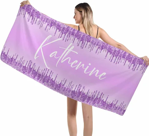Vista 14 de Interestprint Toalla de piscina con nombre personalizado para niños, adultos y hombres, toalla de playa naranja personalizada con número