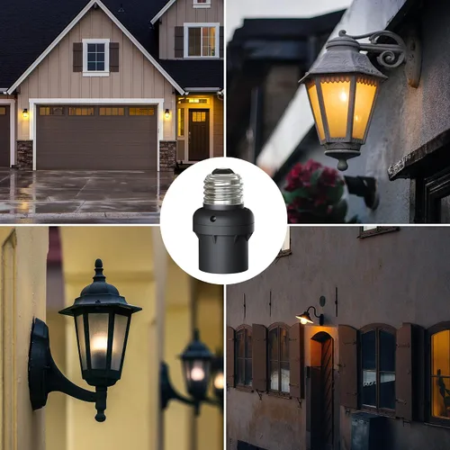 Vista 7 de DEWENWILS Enchufe Sensor de Luz, Enchufe Sensor de Atardecer a Amanecer E26 E27, Enchufe de Bombilla para Luminarias, Compatible con Bombillas Negro