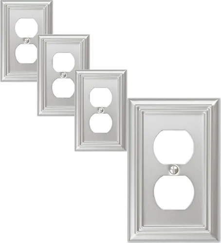 Vista 18 de OKAWYC Adler - Placa de pared de metal para interruptor de luz de palanca/decorador, paquete de 2 unidades, níquel cepillado, 2 Gang