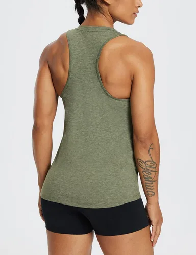 Vista 2 de BALEAF Camiseta sin mangas de entrenamiento para mujer, espalda cruzada, atlética, para correr, gimnasio, tenis, ejercicio, fitness
