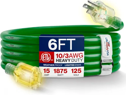 Vista 44 de Cable de extensión de 3 pies para exteriores/interiores, calibre 10/3, ultra resistente, SJTW, resistente al agua, certificación ETL, cable