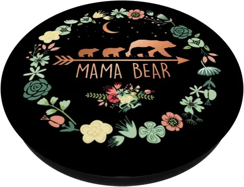 Vista 3 de Mama Bear Pop Socket Oro Rosa con 3 Cubs - PopSockets Grip y Stand para Teléfonos y Tabletas