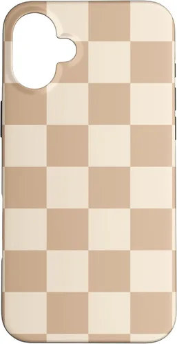 Vista 45 de Funda de tablero de ajedrez marrón beige claro para iPhone 14 Pro