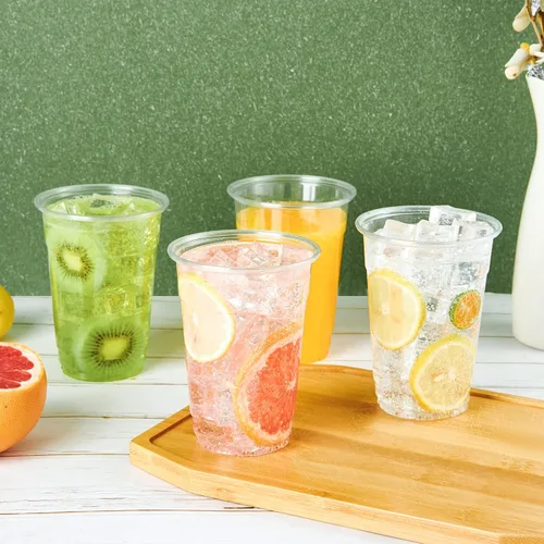 Vista 6 de Turbo Bee Paquete de 100 vasos de plástico transparente de 16 onzas, vasos desechables de plástico de cristal para fiesta para café helado, batido