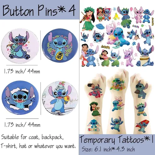 Vista 6 de Juego de regalo de cosas de mercancía de puntada, bolsa de cordón de anime de puntada, cordón de llavero, monedero, calcomanías, alfileres de botón
