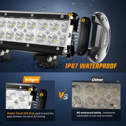 Vista 4 de Nilight 39 Pulgadas 252W Barra de Luz LED Combo Puntal y Dispersión 24V 12V Iluminación para Barco, Iluminación de Conducción Todoterreno, Luces