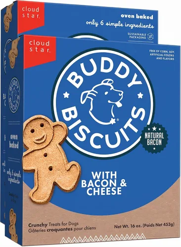 Vista 11 de Buddy Biscuits - Golosinas crujientes para perros, tocino y queso, caja de 16 onzas
