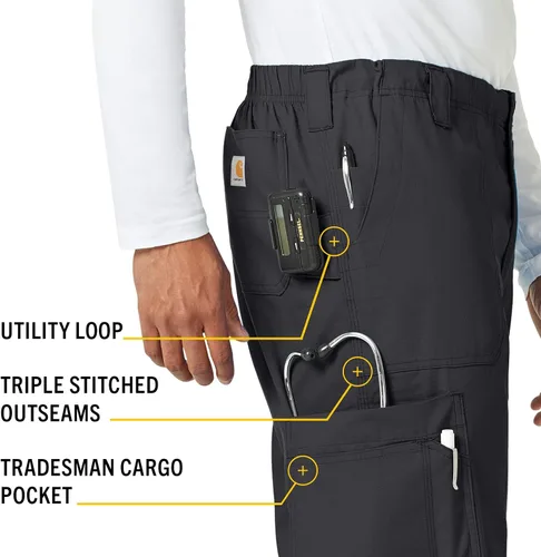 Vista 3 de Carhartt - Pantalón de hombre tipo cargo con tela ripstop antidesgarro para personal de la medicina