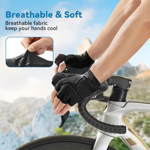 Vista 3 de Guantes de ciclismo para hombresmujeres-almohadilla de 0.197 in guantes de ciclismo de medio dedo bicicleta de carretera MTB guantes de bicicleta