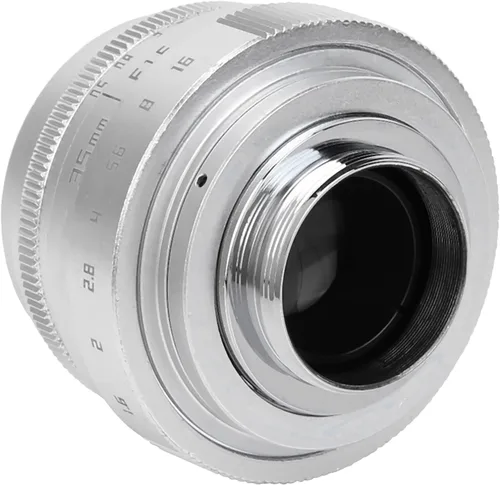 Vista 8 de Lente de cámara 1.378 in F1.6 CCTV C Mount enfoque manual Lente de apertura grande para lente M4/3 Fx Moun Arte y fotografía de belleza (plata)