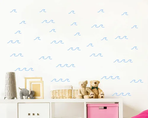 Vista 7 de 88 unids/paquete de calcomanías de pared de olas oceánicas para habitación de niños, decoración de sala de estar de oleada de mar, YMX60 (negro)