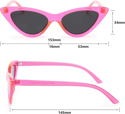 Vista 2 de Livhò Gafas de sol retro vintage angostas ojo de gato para mujer, con marco de plástico