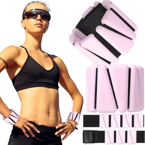 Vista 8 de Vinsot Pilates - Pesas de muñeca y tobillo para mujer, juego de 4 (2 libras cada una), pulseras con peso ajustables para piernas, para caminar Negro