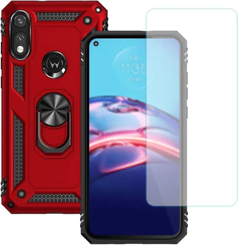 Vista 8 de Funda para Moto E Phone Case, Moto E con protector de pantalla HD, fundas protectoras de grado militar con anillo para Moto E 2020 (negro)