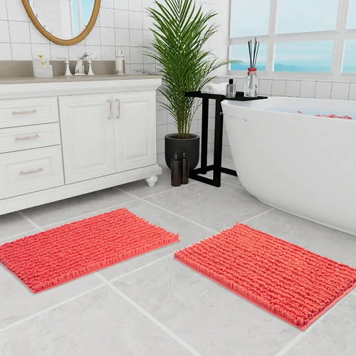 Vista 34 de Walensee Alfombra de baño antideslizante (32x20, azul oscuro) absorbente de agua, súper suave, felpilla peluda, lavable a máquina, se seca