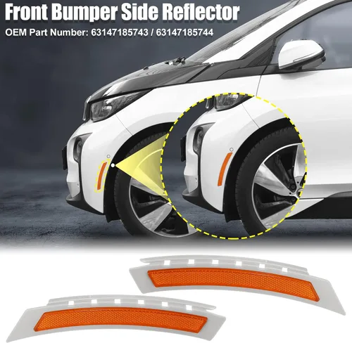 Vista 2 de X AUTOHAUX Par de parachoques delantero Reflector lateral marcador 63147185743 63147185744 para BMW Serie 5 535i 550i 2008-2010 Reemplazar Reflector