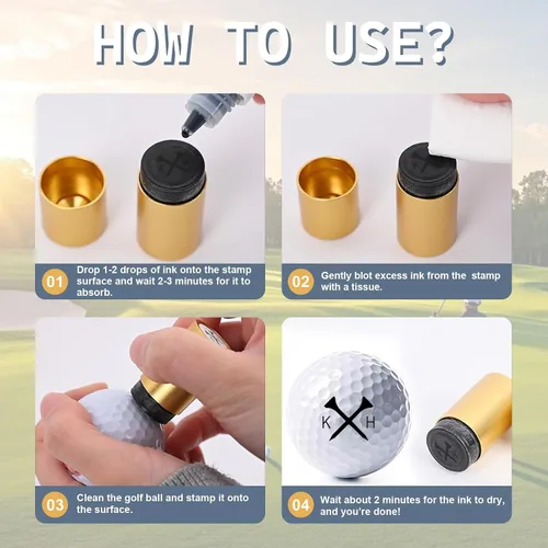 Vista 4 de Drawelry Sello personalizado para pelotas de golf, sello de marcador de pelota de golf personalizado con monograma reutilizable, impermeable