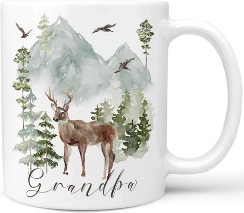 Vista 4 de Deer Mountain Personalized Name Ceramic Coffee Mug, 11 or 15 oz 11 oz Black Accent