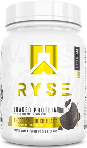 Vista 6 de RYSE Proteína en Polvo Cargada - Jet-Puffed Pastel de Cumpleaños - 25g Aislado y Concentrado de Proteína de Suero con Fibra Prebiótica y MCTs - Bajo