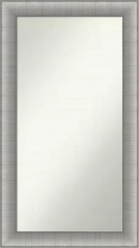 Vista 171 de Amanti Art Espejo de baño plateado para sobre el fregadero, 28 x 37 pulgadas, elegante espejo rectangular de peltre cepillado, marco de madera