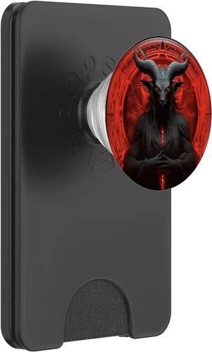Vista 7 de PopSockets de Baphomet de luna roja satánica oculta PopGrip intercambiable