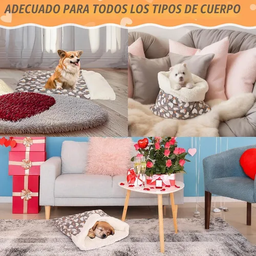 Vista 5 de Saco de dormir autocalentable para gatos de interior, cama cueva autocalentable para gatos, almohadilla térmica acogedora y suave para invierno Gris