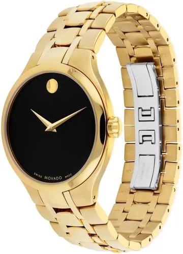 Vista 2 de Movado Reloj PVD de oro amarillo con esfera negra 0607227, Negro -, Moderno