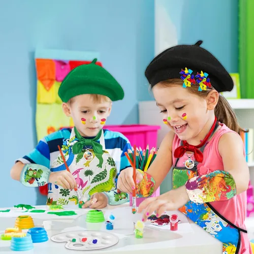 Vista 6 de Juego de 15 piezas de disfraz de artista para niños, delantal de arte para niños, disfraz de pintor para Halloween, día de la carrera, fiesta